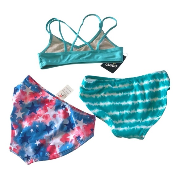 Bundle 3 Pc Art Class & Cat & Jack Strappy Bralette Tie Dyed Patriotic Bikinis - Picture 2 of 12